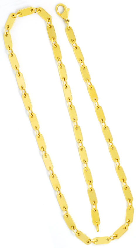 Foto 2 - Plättchengoldkette massiv Gelbgold Plaettchen und Ringe, K2397