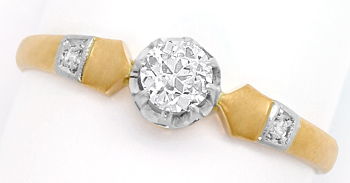 Foto 1 - Diamant-Ring antik mit 0,28ct Solitär und Diamant Rosen, R7356