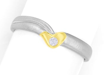 Foto 1 - Design-Ring mit lupenreinem Brillant in Platin und Gold, S1792