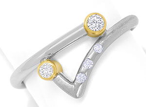 Foto 1 - Formvollendeter Design-Platin-Gold-Ring mit Brillanten, S3508