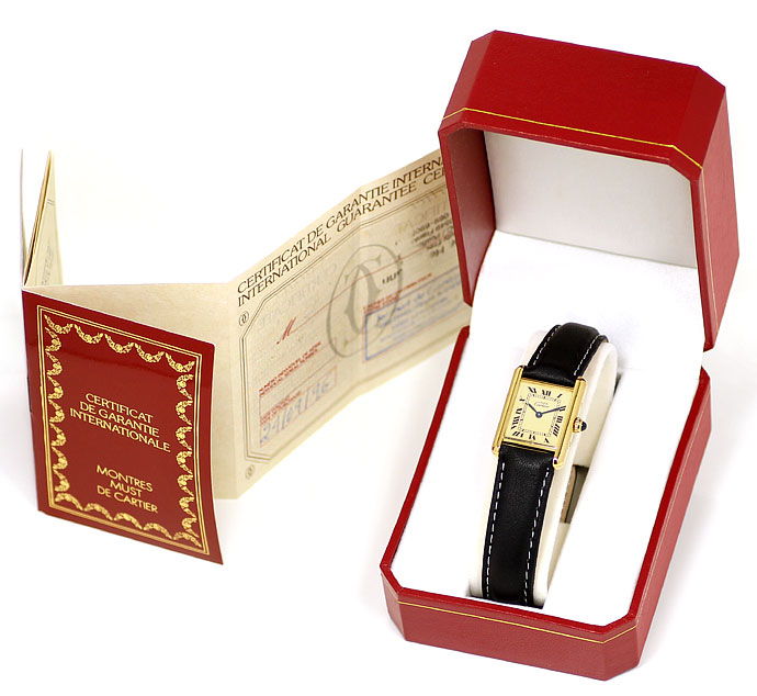 Foto 5 - Cartier Tank Vermeil Damen Uhr 925er Sterling vergoldet, U2128